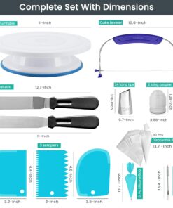 Alternative view of RFAQK 64 PCs Cake Decorating Kit for Beginners Includes Video Course, Booklet + Baking Supplies Gift - Cake Stand, Leveler, 24 Numbered Piping Tips, Straight & Offset Spatula, & Scraper sets