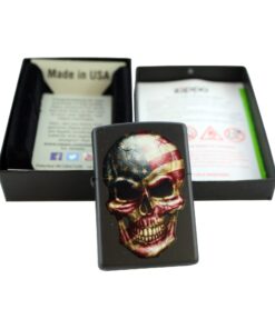 Alternative view of Zippo American Flag Skull Face Black Matte Custom Windproof Collectible Lighter. Made in USA Limited Edition & Rare