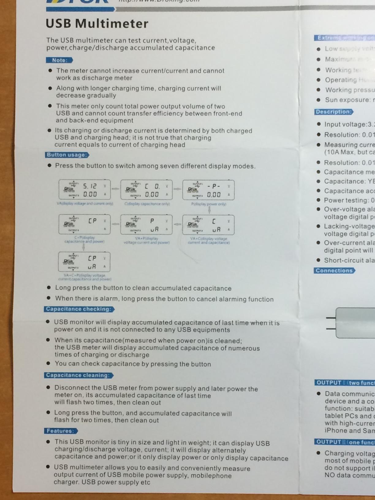 DROK USB Tester, USB-A 2.0 Digital Multimeter Dual USB Output Ports PD QC 3.0 Color LED Display, 7 Modes Capacity Voltage Current Power Voltmeter Ammeter for Laptop Power Bank Solar Panel Black 9 DROK USB Tester, USB-A 2.0 Digital Multimeter Dual USB Output Ports PD QC 3.0 Color LED Display, 7 Modes Capacity Voltage Current Power Voltmeter Ammeter for Laptop Power Bank Solar Panel Black - Image 9