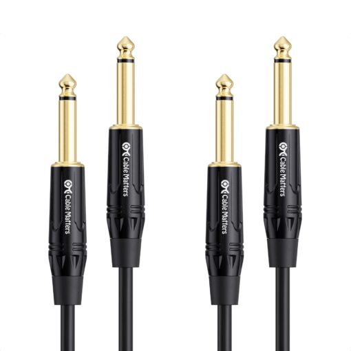 Cable Matters 2-Pack 1/4 Inch TS to TS Electric Guitar Cable (1/4 Cable) 10 Feet 10 ft Straight