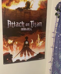 Trends International Attack on Titan - Fire Wall Poster, 22.375" x 34", Unframed Version 23 715rSWeYNWL