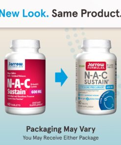 Jarrow Formulas N-A-C Sustain 600 mg - Antioxidant Amino Acid Supplement - 60 Sustain Tablets - Supports Liver & Lung Function - Precursor to Glutathione - 60 Servings (PACKAGING MAY VARY) 20 715rgg1VArL