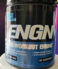 EVL Intense Pre Workout with Creatine - Pre Workout Powder Drink for Lasting Energy Focus and Recovery - ENGN Energizing Pre Workout for Men with Beta Alanine Caffeine and L Theanine - Blue Raz 49 715sZdFFjYL