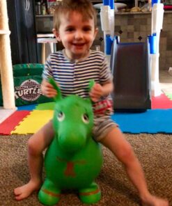 AppleRound Horse Bouncer with Hand Pump, Inflatable Space Hopper, Ride-on Bouncy Animal (Green) Green 31 715slNmkfeL