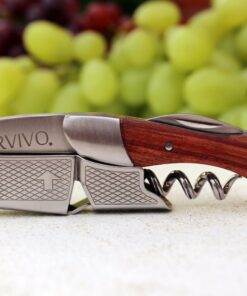 Barvivo Natural Rosewood Wine Opener with Foil Cutter Knife & Cap Remover, Double Hinged Manual Wine Key for Bartenders, Servers, Waiters, Stainless Steel Wine Bottle Opener Corkscrew 28 715tv1IcRL