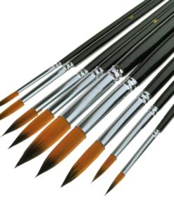 9pcs Round Pointed Tip Pony Hair Artists Filbert Paintbrushes, Marrywindix Watercolor Paint Brush Set Acrylic Oil Painting Brush Black 24 715twKgG80L