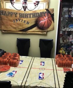 amscan Spalding Basketball Table Cover - 54" x 102", Blue/Red, 1pc 23 715tyF2Kq8L