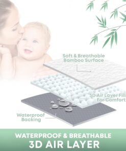 Waterproof Crib Mattress Protector | Toddler Mattress Cover 52” x 28” | Baby Crib Mattress Protector Pad Waterproof | Crib Mattress Cover | Crib Liner Bamboo Jacquard | Quiet Protector by iLuvBamboo Crib (52" x 28") 14 715u1d6aoZL