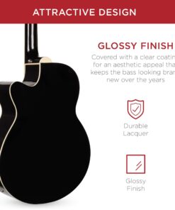 Best Choice Products Acoustic Electric Bass Guitar - Full Size, 4 String, Fretted Bass Guitar - Black 23 715ugNEYjjL