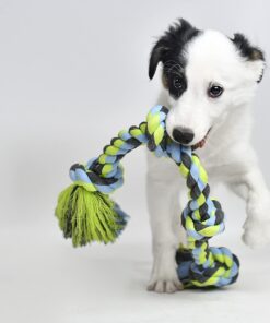 Mammoth Flossy Chews Color Rope Tug – Premium Cotton-Poly Tug Toy for Dogs – Interactive Dog Rope Toy – Tug Dog Chew Toy Large 25" 3 Knot 22 715v4zKNK8S