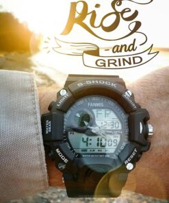 FANMIS Mens Analog Digital Dual Display Sports Watches Military Multifunctional 50M Waterproof LED Watch with Alarm Stopwatch Backlight 12H/24H Outdoor Running Swimming Black 47 715v8H47Y4L