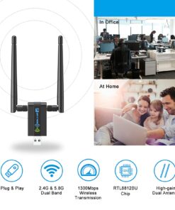Wireless USB WiFi Adapter for PC: CXFTEOXK 1300Mbps WiFi USB, 802.11AC WiFi Adapter for Desktop PC, Dual Band WiFi Dongle Wireless Adapter for Windows11/10/8/7/Vista/XP, USB Computer Network Adapters 24 715vcmKDXqS