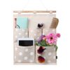 Homecube Linen Cotton Fabric Wall Door Cloth Hanging Storage Bag Case 5 Pocket Home Organizer (White Polka Dots) White 77 715wGJU85cL