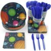 Outer Space Party Supplies Bundle Plates, Napkins, Cups, and Cutlery - Serves 24, 144 Total Pieces for a Fun and Memorable Birthday Celebration 30 715wLILzCwL