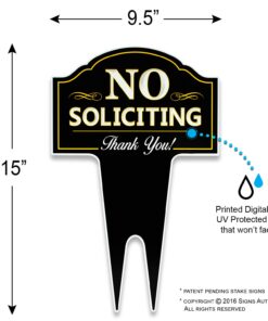 Alternative view of Signs Authority No Soliciting Outdoor Metal Yard Sign for Home, House and Business | Made with Heavy Duty DiBond Aluminum | Stop Solicitation, Deter Door Knockers and Bell Ringers (15"x9.5", Pack 1) No Soliciting Metal Non-Reflective