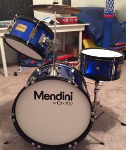 Mendini By Cecilio Drum Set – 3-Piece Kids Drum Set (16"), Includes Bass Drum, Tom, Snare, Drum Throne - Musical Instruments for Age 6-12, Metallic Blue Drum Kit Blue Metallic 16-inch 26 715wrNFnpvL