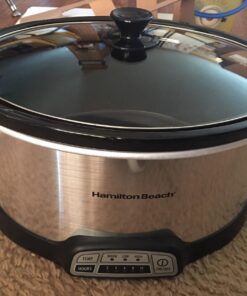 Hamilton Beach Programmable Slow Cooker with Flexible Easy Programming, 5 Cooking Times, Dishwasher-Safe Crock, Lid, 7 Quart, Silver 50 715xK9j8ivL