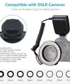Neewer 48 Macro LED Ring Flash Bundle with LCD Display Power Control, Adapter Rings and Flash Diffusers for Canon 650D,600D,550D,70D,60D,5D Nikon D5000,D3000,D5100,D3100,D7000,D7100,D800,D800E,D60 45 715yS096aAL