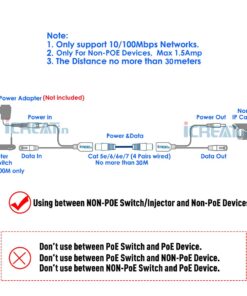 iCreatin Passive PoE Injector and PoE Splitter Kit with 5.5x2.1 mm DC Connector 1 Pair 15 7160Z2MDPBL