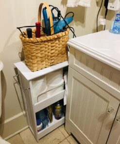 Zenna Home Slim Bath Shelves, Freestanding Moveable Bathroom Storage, White 8 Inch 41 7160mOhPoBL