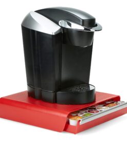 Mind Reader Single Serve Coffee Drawer, 36 Pod Capacity Countertop Organizer, 13.25" L x 12.75" W x 2.75" H, Red Coffee Pod Holder 30 7160rfYtmLL