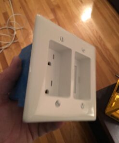 Bryant Electric RR1512W 2-Gang Recessed TV Connection Outlet Plate with 15 Amp 125V Tamper-Resistant Duplex Receptacle with One Pass-Thru Opening, White 1-Pass-Thru Opening 41 7161 8ywTaL