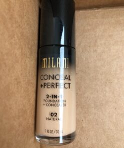 Milani Conceal + Perfect 2-in-1 Foundation + Concealer - Natural (1 Fl. Oz.) Cruelty-Free Liquid Foundation - Cover Under-Eye Circles, Blemishes & Skin Discoloration for a Flawless Complexion 02-Natural 43 7161NFmSGML