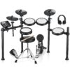 Donner DED-200 Electric Drum Sets with Quiet Mesh Drum Pads, 2 Cymbals w/Choke, 31 Kits and 450+ Sounds, Throne, Headphones, Sticks, USB MIDI, Melodics Lessons (5 Pads, 3 Cymbals) 8 7161T1AvVfL
