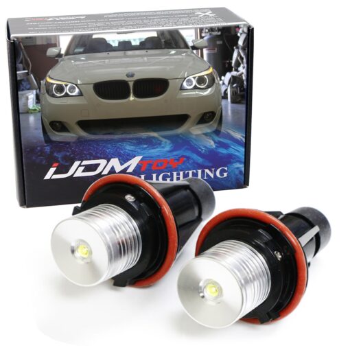 iJDMTOY (2 White LED Angel Eye Ring Marker Bulbs Compatible with BMW 5 6 7 Series X3 X5 (E39 E53 E60 E63 E64 E65 E66 E83), 7000K White