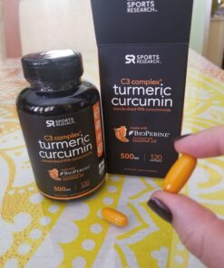 Sports Research Turmeric Curcumin C3 Complex 500 mg, Enhanced with Black Pepper and Organic Coconut Oil for Better Absorption; Non-GMO and Gluten Free - Standardized 95% Curcuminoids (120 Softgels) 120 Count (Pack of 1) Softgel 38 7163IMiIaIL