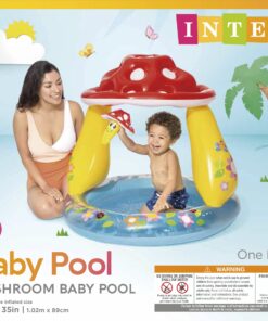 INTEX 57114EP Mushroom Baby Pool: Built-In Mushroom Shade – Soft Inflatable Floor – Durable Vinyl – Ages 1-3 – 40" x 35" 18 7164DfRzQHL