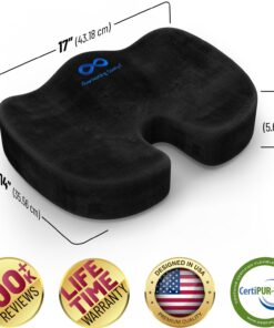 Everlasting Comfort Seat Cushion for Lower Back Pain Relief - Enhances Posture & Support, Provides All-Day Comfort - Non-Slip Tailbone Pain Relief Cushion - Multi-Use Car, Gaming, Office Chair Cushion Black (Flagship Cushion) The Original Memory Foam 24 7164zOWDppL