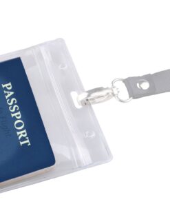 Passport ID Badge Holders 12 Pack Safe Flight Retail Bundle - Transparent - Extra Large 6x4" - Also for Cash, Credit Card, Plane Ticket, Receipts, etc. - Can be connected to a Lanyard, Chain, Clip 16 7165hYSGKeL
