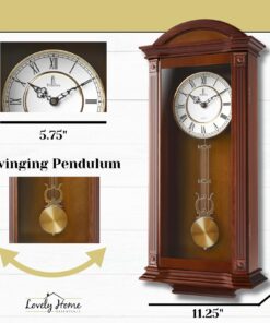 Pendulum Wall Clock Battery Operated - Large Hanging Grandfather Wall Clock with Pendulum - Quiet Wood Pendulum Clock - Wooden Wall Clock for Living Room Decor, Office & Home Décor Gift 27x11 Medium Wood 21 7167h0JhjIL 1