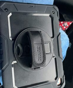 SEYMAC iPad 6th/5th Generation Case 9.7 Inch, Heavy Duty Protective Shockproof Case with Screen Protector, 360° Rotating Stand/Handle/Shoulder Strap for iPad 6th/ 5th Gen/Air 2/ Pro 9.7, Black 9.7 inch - For iPad 6th/5th Gen 33 7168Gga4jrL