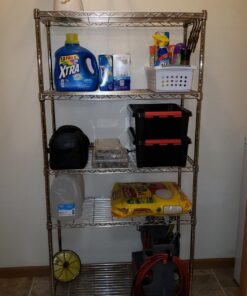 Seville Classics 5-Tier Steel Wire Shelving with Wheels, 30" W x 14" D, Chrome 5-Tier, 30" W x 14" D Silver 37 7168Z5PvA L