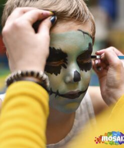 Alternative view of Mosaiz Facepaints Makeup Palette, Facepaint and Body Paint Set, Makeup Kit for Kids Party and Purim Costumes, Make up for Kids and Adults Professional, 18 Colors, 4 Metallic, 3 Brushes 30 Stencils