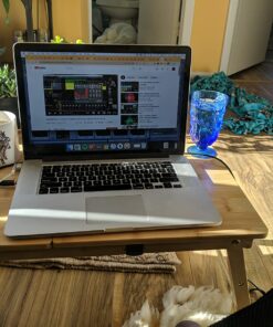 Laptop Desk Nnewvante Table Adjustable Bamboo Foldable Breakfast Serving Bed Tray w' Tilting Top Drawer 21.6" 57 7169VCV1uL