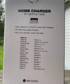TALK WORKS USB Cable Compatible w/ iPhone 14/14 Plus/14 Pro/14 Pro Max, 13/Mini/Pro/Pro Max, 12/Mini/Pro/ProMax, Phone, AirPods, iPad - 5' Lightning Cable Wall Charger Adapter - MFI Certified (White) Cable + Charger White 29 7169g85jH4L