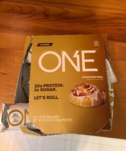 ONE Protein Bars, Cinnamon Roll, Gluten Free Protein Bars with 20g Protein and Only 1g Sugar, Guilt-Free Snacking for High Protein Diets, 2.12 oz (12 Count) 30 7169idwLjHL