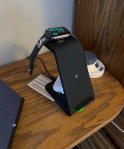 Wireless Charging Stand, GEEKERA 3 in 1 Wireless Charger Dock Station for iPhone 15 14 13 12 11 Pro Max Plus XR XS 8 Plus, Apple Watch Ultra/9/SE/8/7/6/5/4/3/2, AirPods Pro/3 Black 39 716BXpiBfZL