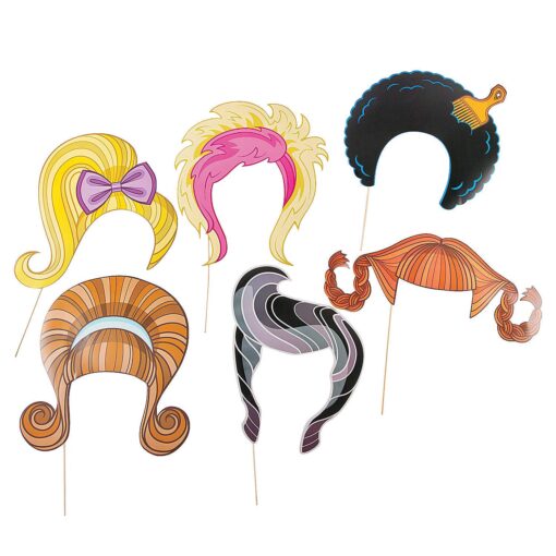 Big Hair Stick Props (6 Pack) 10" - 16" X 7" - 13 3/8". Cardboard.