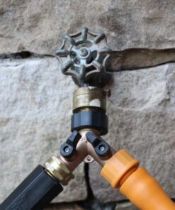 Kasian House Heavy Duty Solid Brass Garden Hose Splitter, Y Valve, 2 Way Connector for Outdoor Faucet, Comfort Grip Handles, 2 Extra Threads (2 units) 2 units 12 716DIarvuL