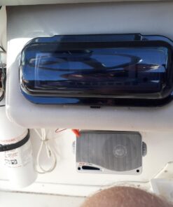 Pyle Water Resistant Marine Stereo Cover - Smoke Colored Heavy Duty Boat Radio Protector Shield with Flip-up Door & Spring Loaded Release - Mounting Gasket Included - Pyle PLMRCB1 Black Standard Packaging 29 716DrVTG25L