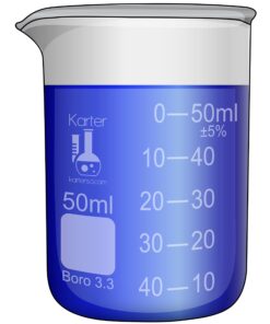 50ml Beaker, Low Form Griffin, Borosilicate 3.3 Glass, Spout, Karter Scientific (Pack of 12) 50ml Pack of 12 8 716DsSfmmhL