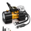 AstroAI Tire Inflator Portable Air Compressor (Up to 150 PSI) Tire Pump for Car 12V DC Digital Air Pump with 12 LEDs Super Bright Light for Bicycle, Motorcycle, Automotive Car Accessories Yellow Type 2 25 716G1pPAXCL