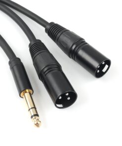 SiYear Profession 6.35mm (1/4inch) TRS Male Plug to 2 Dual XLR Male Microphone Stereo Unbalanced Audio Converter Adapter Y Splitte Cable Cord (5FT/1.5M 6.35-2XLRM-1.5M 9 716G4XqaokL