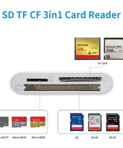 Alternative view of USB C SD Card Reader for Mac/iPhone 15/iPad, 3-Slot USB C to CF/SD/TF Card Reader Supports Compact Flash/Micro SD Card Compatible with MacBook Pro/Air iMac M1 M2 Android Galaxy S21 S22 S23(White) White(3 in 1)