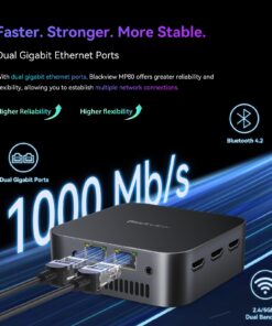 Blackview MP80 Mini PC Intel 12th N95(up to 3.4GHz), 16GB LPDDR5 512GB M.2 SSD Mini Desktop Computers Windows 11 Pro, Support Dual LAN, 3 HDMI, 2.4/5G WiFi, 4K UHD Intel Alder Lake N95 Intel Alder Lake N95/ 16GB RAM 512GB SSD 23 716I26aBTCL