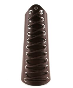 Alternative view of HZMAN 2 Pack Unisex Faux Back Leather Gauntlet Wristband Wide Bracer Arm Armor Cuff Brown 2Pcs